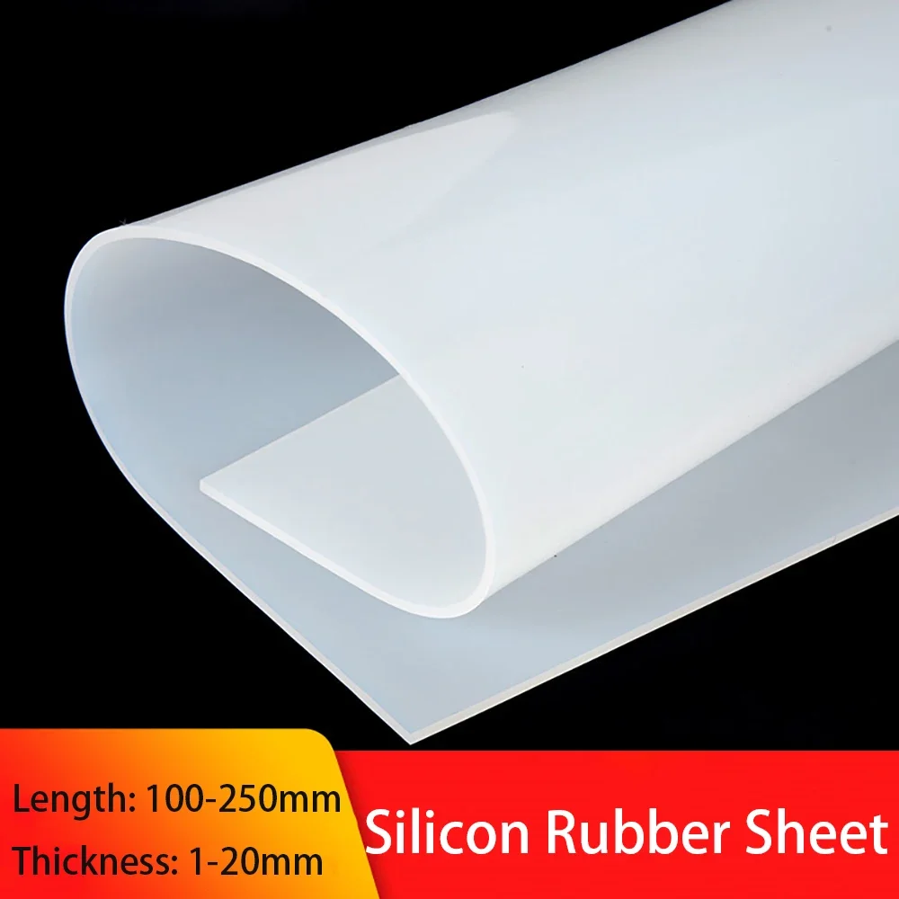 White Silicone Rubber Sheet Transparent Square Silicone Gasket Food Grade Sealing Element Length 100mm-250mm Thick 1mm-20mm