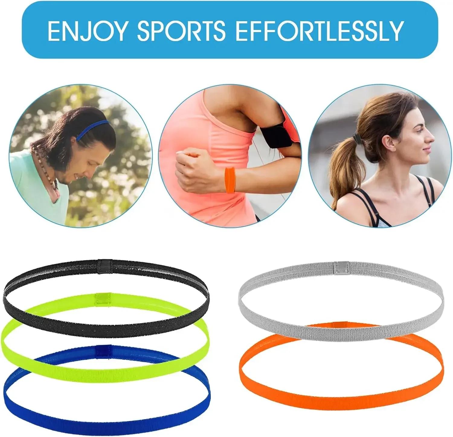 1Pcs Non-Slip Elastic Sport Headband Black Stretchy Hair Band Sports Yoga Running Headband For Women Girls