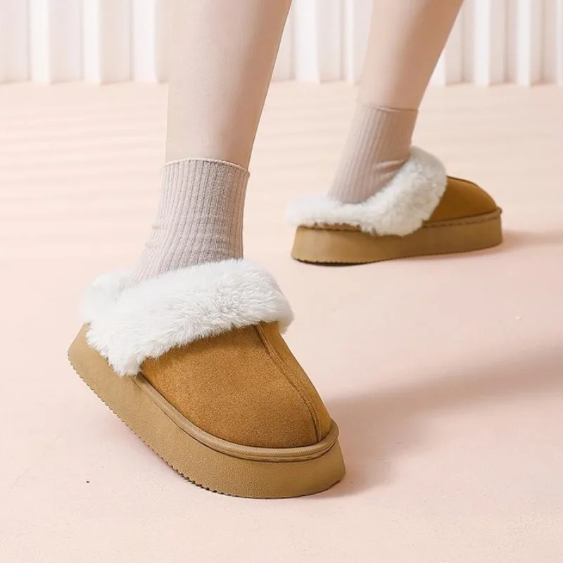 New Winter Women's Slippers Indoor Plush Lined Anti Slip Thick Sole Home Warm Cotton Shoes for Man Comfortable Fluffy Slippers view 3