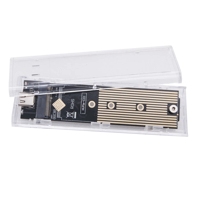 M2 SSD Enclosure Adapter External Transparent M.2 SSD Box JMS583 NVME Enclosure RTL9210B Dual Protocol M2 Case for 2230-2280 SSD
