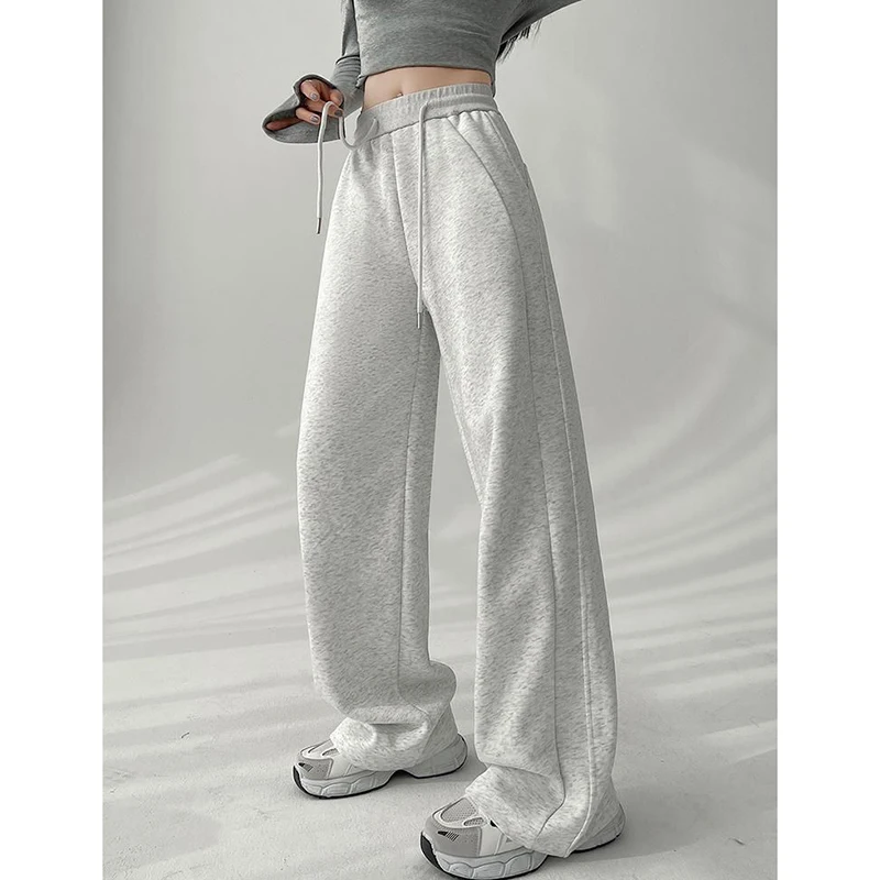 أزياء المرأة عارضة عالية الخصر Sweatpants الفتيات مريحة فضفاضة تناسب السراويل سيدة الكلاسيكية الكورية واسعة الساق السراويل