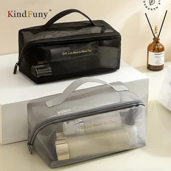 KindFuny Large Mesh Makeup Bag Foldable Transparent Women Cosmetics Separate Wash Bag Underwear Organization Storage Bag Travel