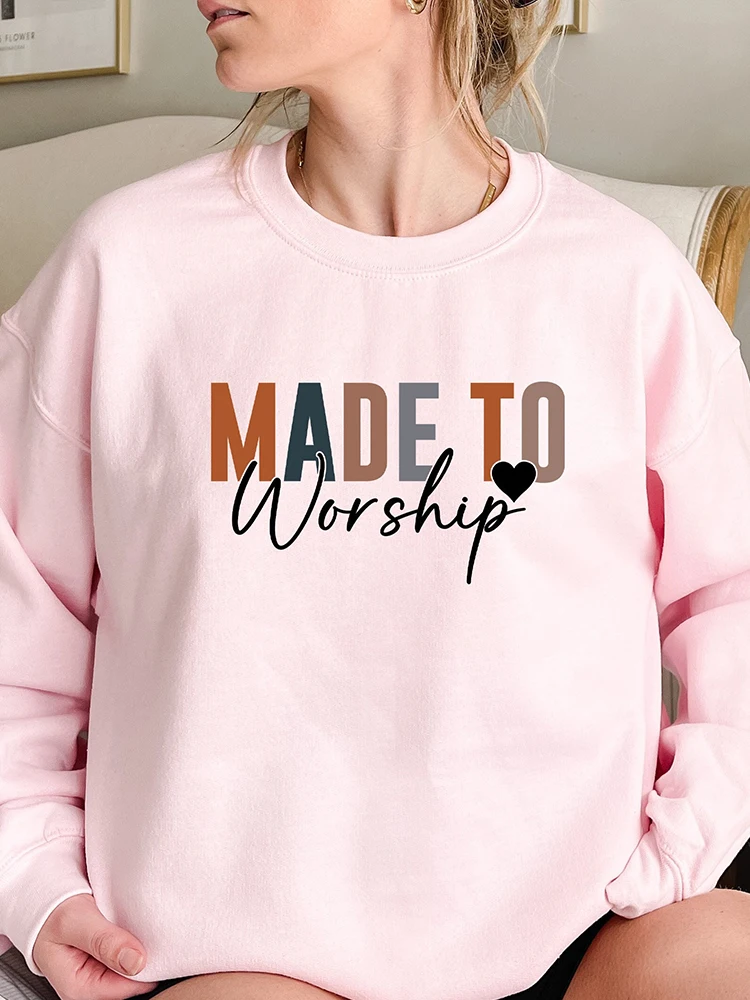 Loose Fit Pure Cotton Motivational Religious Women's Sweatirt Long Sve Printed Street Sle Casual Wear for Teens