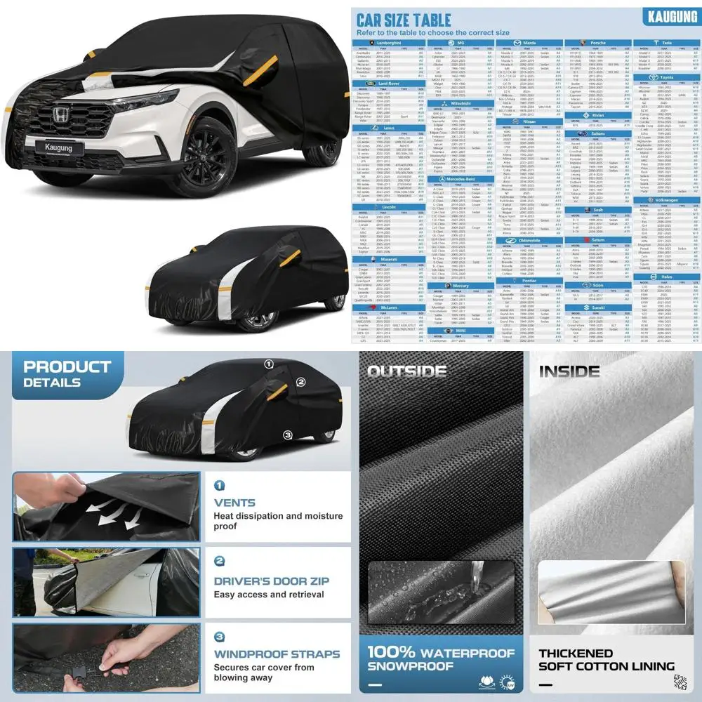 

Waterproof All-Weather Car Cover with UV Protection, 10-Layer Exterior Protection for Winter, Rain, and Sun, Including Repair Pa