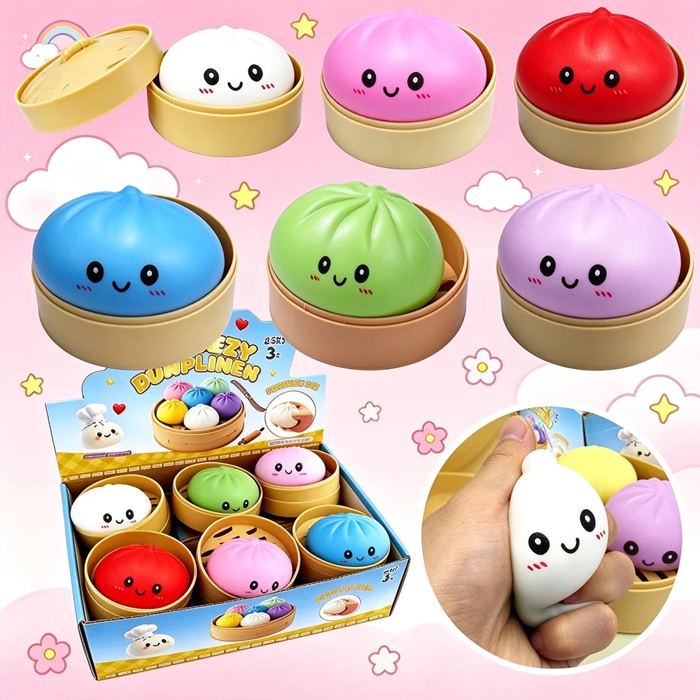 Colorful Simulated Dumpling Squishy Blind Box Relaxing Relieve Anxiety Antistress Enhance Happiness Rebound Squeeze Reliever Toy