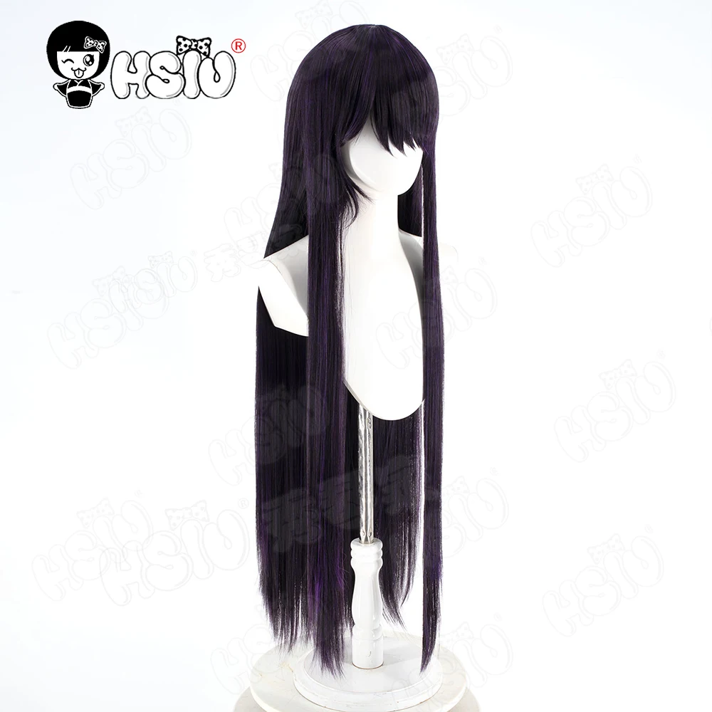 Парик для косплея Shizuhara Hiruko, синтетический парик из волокна,「HSIU」Черный, фиолетовый длинный парик, аниме, вечеринка на Хэллоуин, игра The Hundred Line, косплей