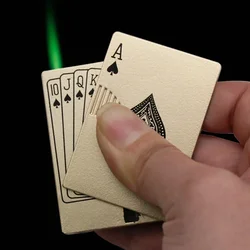 New Creative Metal Jet Torch Green Flame Poker Lighter Windproof Playing Card Lighter Funny Toy Smoking Accessories Men's Gift