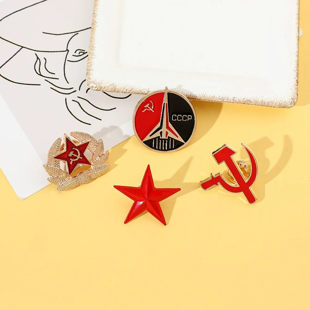 Retro-Symbol der UdSSR, Emaille-Anstecknadel, Roter Stern, Sichel und Hammer, Kaltkrieg, sowjetisches CCCP-Brosche, Geschenk, Abzeichen, Anstecknadel für Mantel, Mütze, Kleidung – Detail 2
