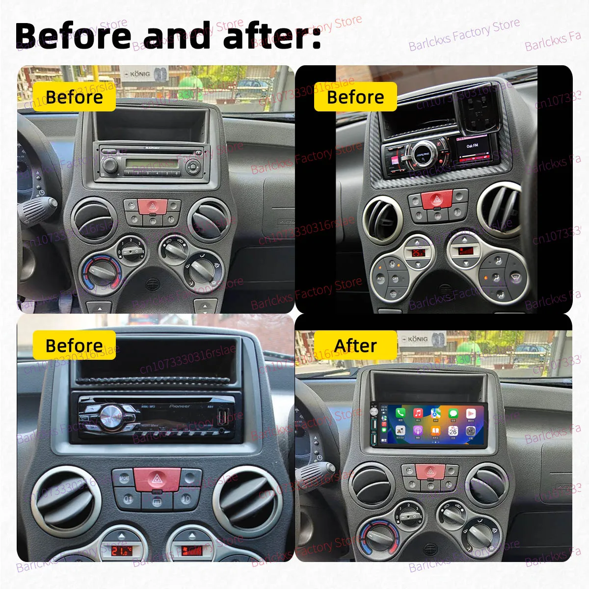 6.86 inch Screen for Fiat Panda 2004-2012 Android 1Din Car Stereo Carplay GPS Car Multimedia Autoradio Radio Head Unit