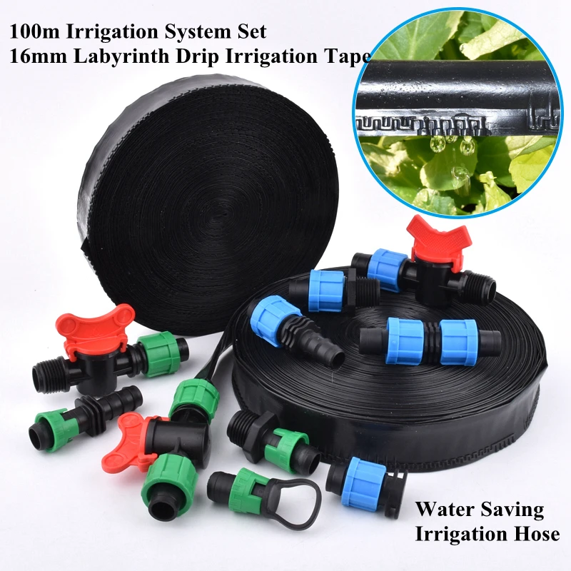 100m/Set 16*0.2mm Hose Labyrinth Drip Irrigation Tape Garden Drip Irrigation System Agricultural Water Saving Irrigation Hose