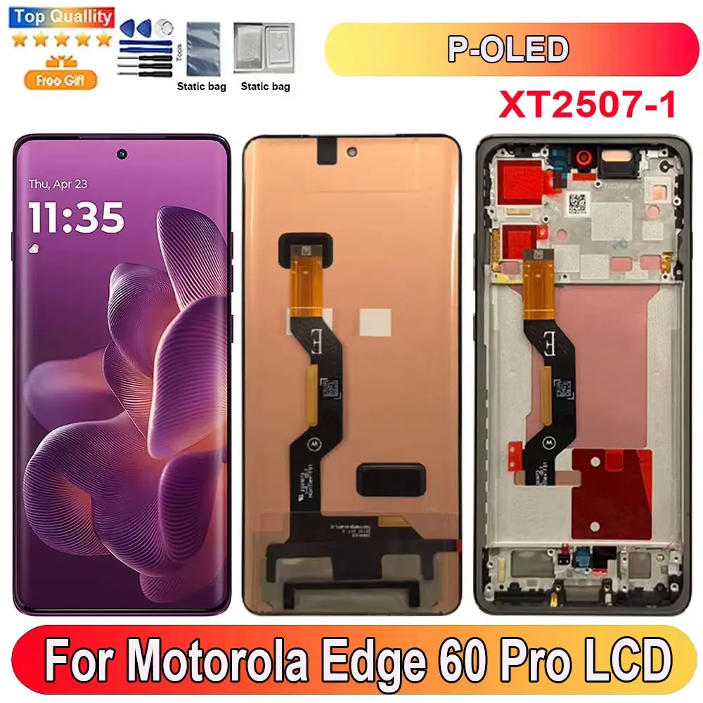6.7''For Motorola Edge 60 Pro LCD Display Screen Touch Panel Digitizer Replacement Parts For Moto Edge 60 Pro Screen With Frame