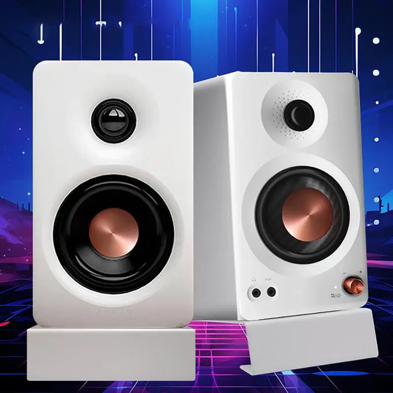 ●Heavy Duty Metal Desktop Speaker Stand With Anti Slip Base For MR5BT Secure Support And Hiddens Installation