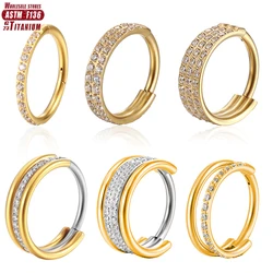 F136 Titanium Nose Ring Implant Grade Hinged Seamless Earrings Clicker Hoop Ring for Cartilage Helix Rook Septum Daith Tragus