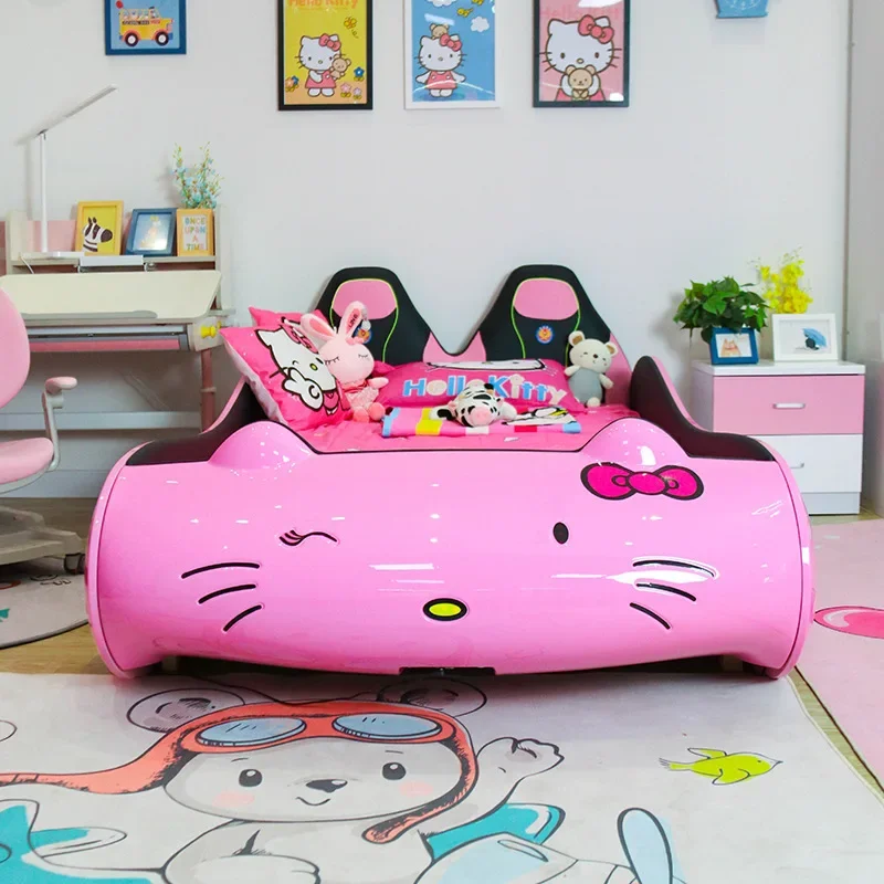 Cartoon shape children's bed girl pink princess bed