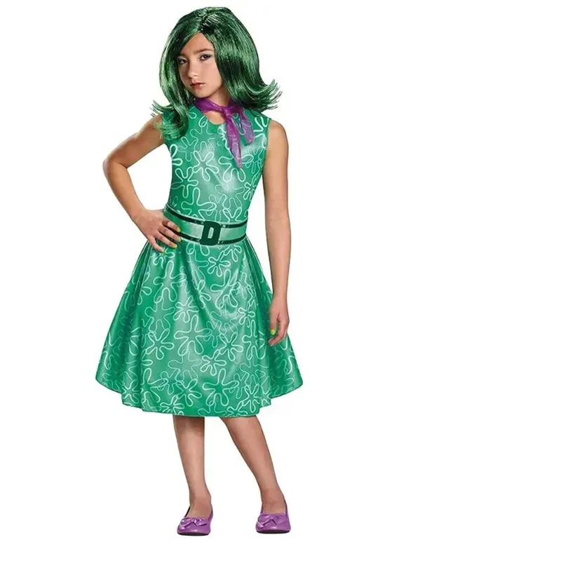 내부 코스프레 아웃 2 코스프레 키즈 드레스 의상 영화 조이 디스가스트 롤플레잉 드레스 스카프 가발 여성 어린이 할로윈 파티 의상