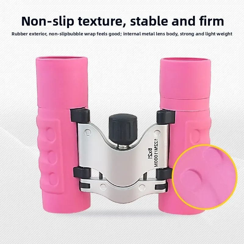 

Розовый бинокль 8X21 — HD, мощное ночное видение при слабом освещении для детского кемпинга на открытом воздухе