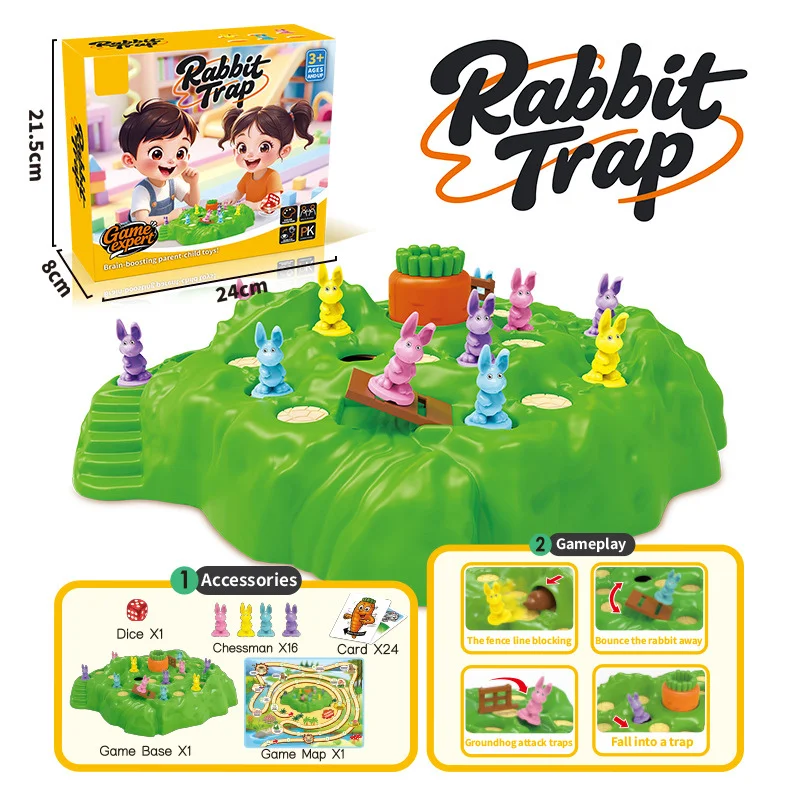 

Настольная игра-ловушка для кроликов 2026: обновленная версия, интерактивная игра для родителей и детей, креативная настольная игра для семейных встреч, подарок на день рождения