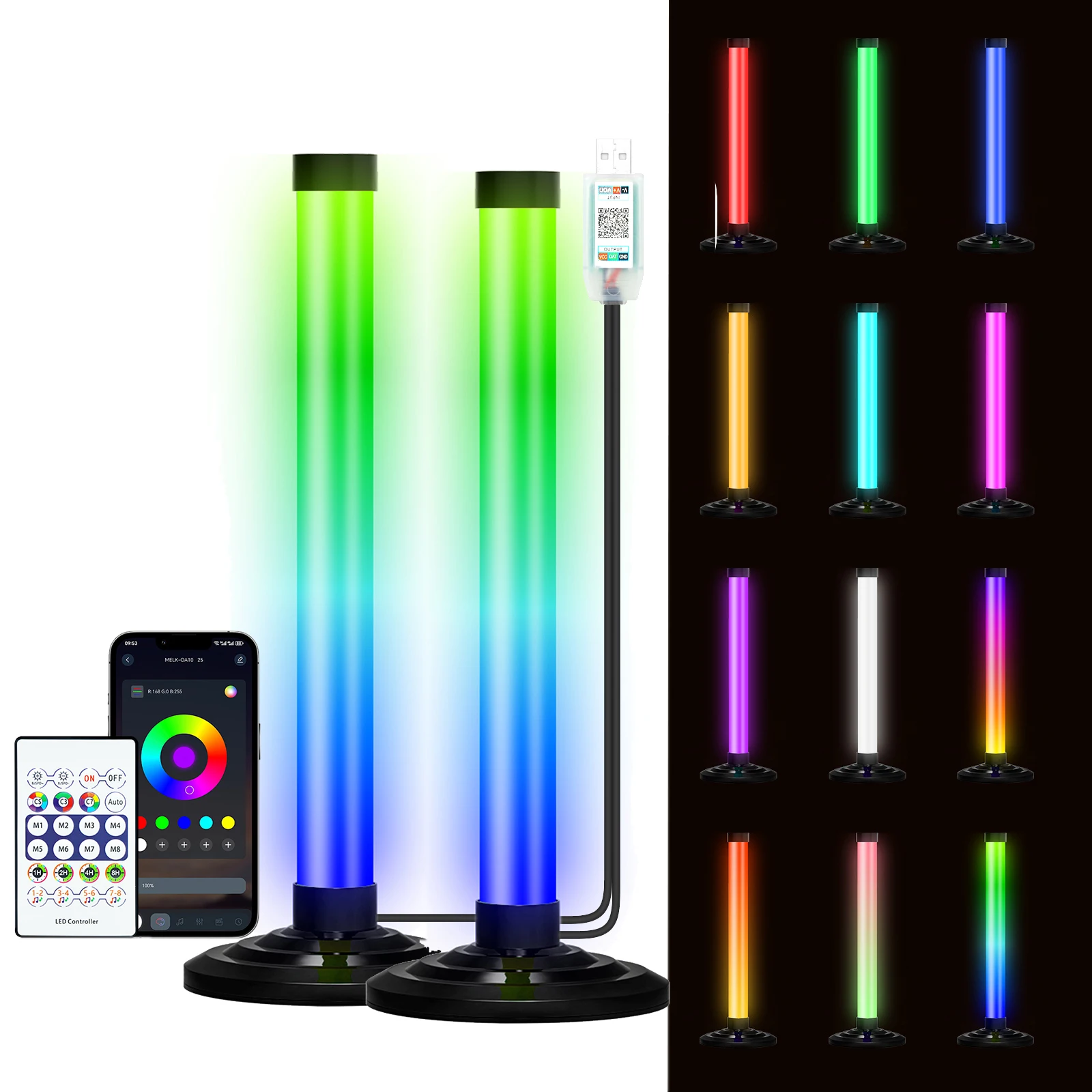 USB LED Light Bar RGBIC Color Changing TV Backlight Remote & APP Control Music Sync Atmosphere Light Strip for Gaming Room