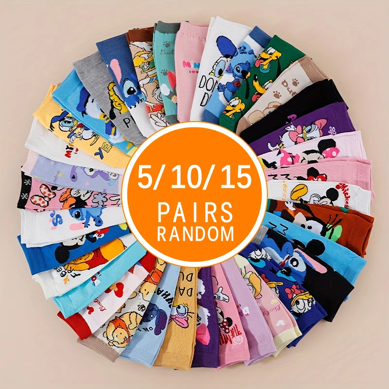 

Модные повседневные прямые носки унисекс с милым мультяшным Микки/Минни/Дональд Дак/Ромашки, универсальные повседневные носки для пар