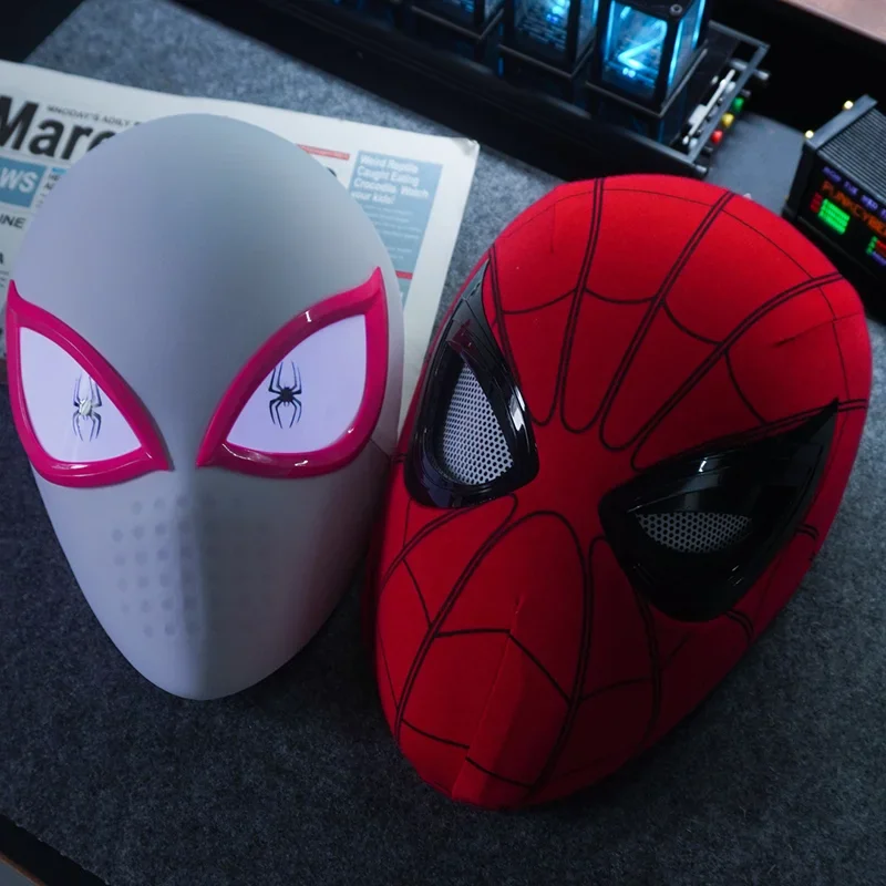 Spiderman Headgear Mask Cosplay Moving Eyes Electronic Mask Spider Man Remote Control Elastic Toys Adults Boy Hallowmas Gift