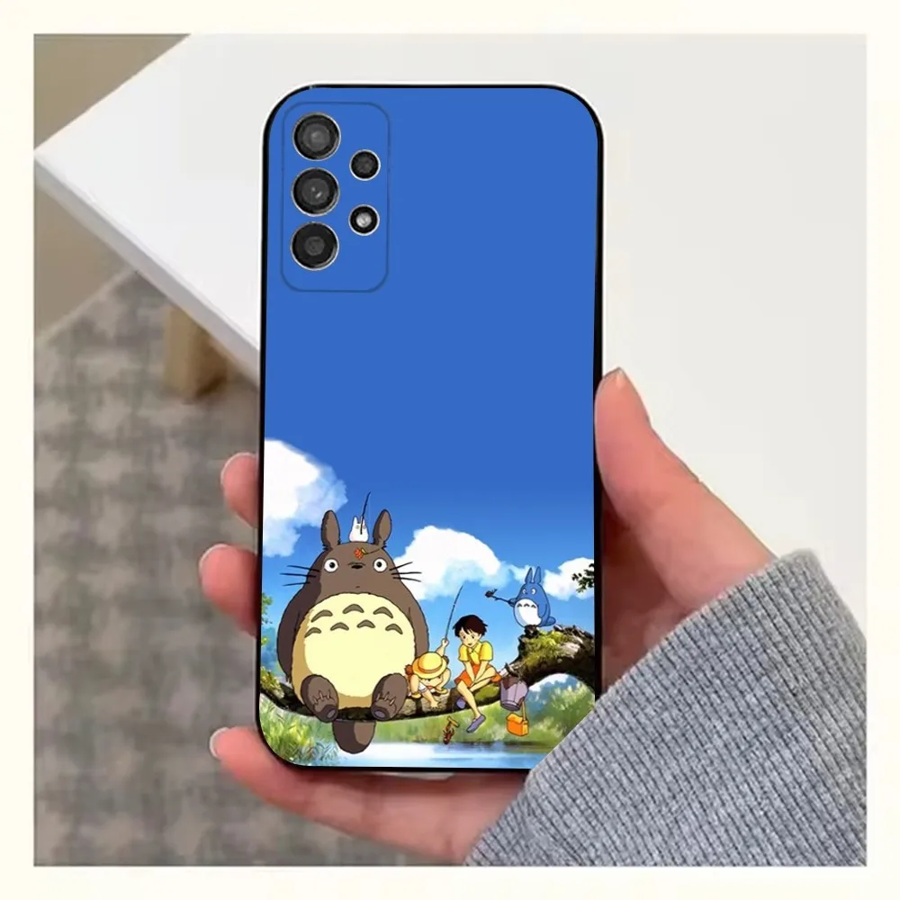 Cartoon T-Totoro-ES Phone Case For Samsung S25,S24,S23,S22,S20,S21,S10,Ultra,Plus,Lite,FE,Soft Silicone Black Cover