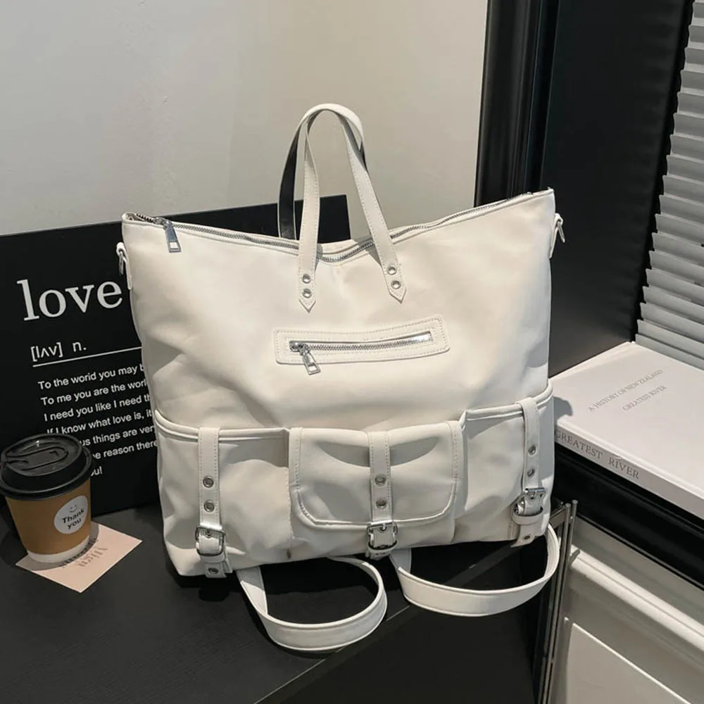 

Hot Selling New Solid Color Women Tote Leather Bag Y2K Style Large Capacity Backpack Multifunctional Casual Single Shoulder Bags