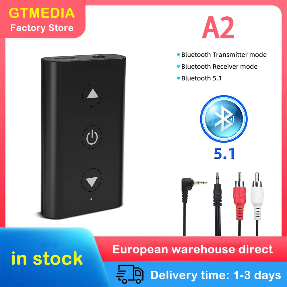 

GTMEDIA A2 Bluetooth 5,1 аудио передатчик приемник 3,5 мм AUX разъем Музыкальный беспроводной адаптер для автомобиля ПК ТВ наушников SBC AAC