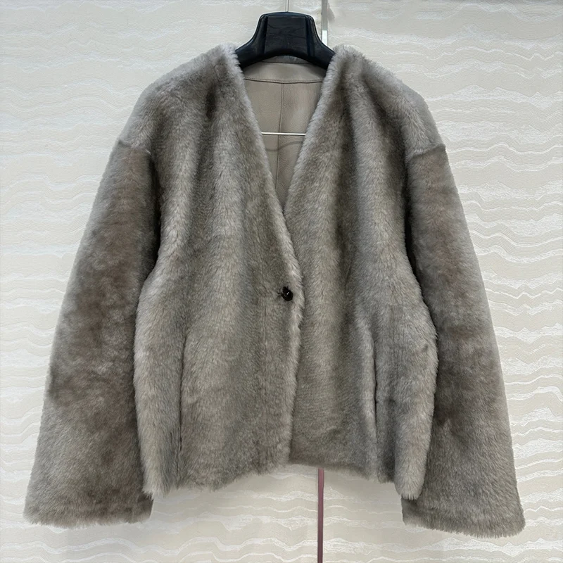 معطف قطعة واحدة مبطن بالفرو عالي الجودة للسيدات ملابس خارجية شتوية جديدة مع حشوة سميكة للطبقات 251107149 #2