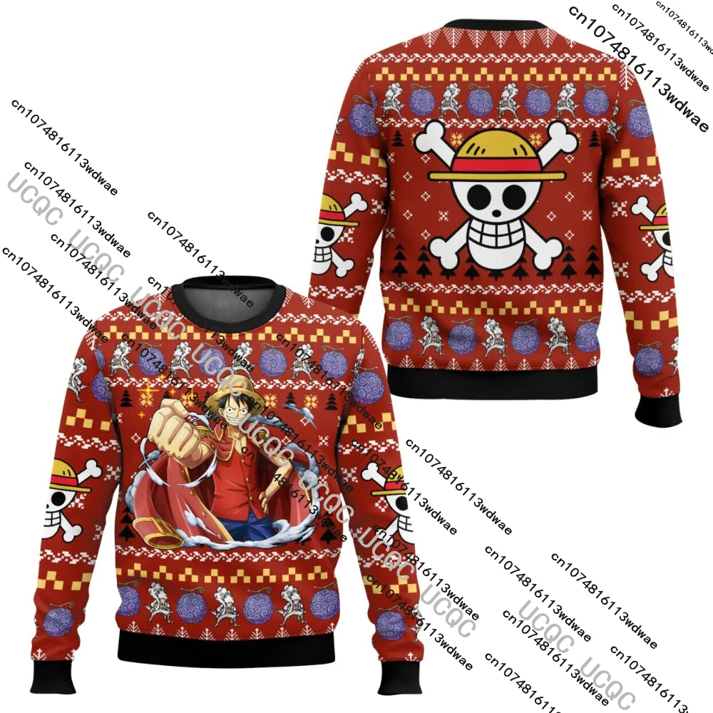 크리스마스 한정 원피스 루피 스웨트셔츠 애니메이션 크리스마스 조리어 로저 풀오버 캐주얼 남성 힙합 스트리트 키즈 크리스마스 선물