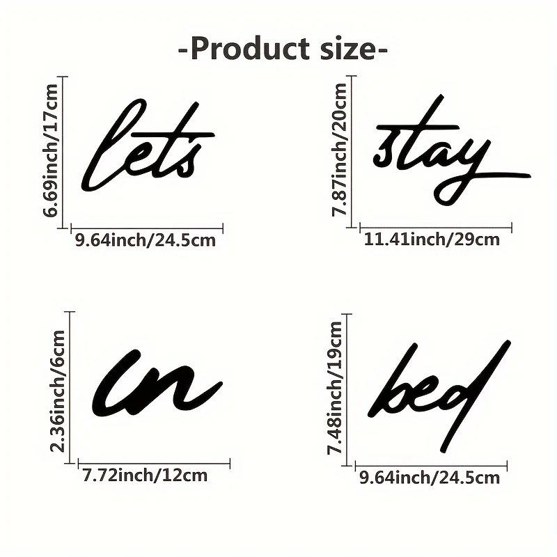CIFBUY Metal Let's Stay In Bed Word Wall Art, 2D Iron Handwritten Script Sign, Minimalist Bedroom Metal Wall Hanging