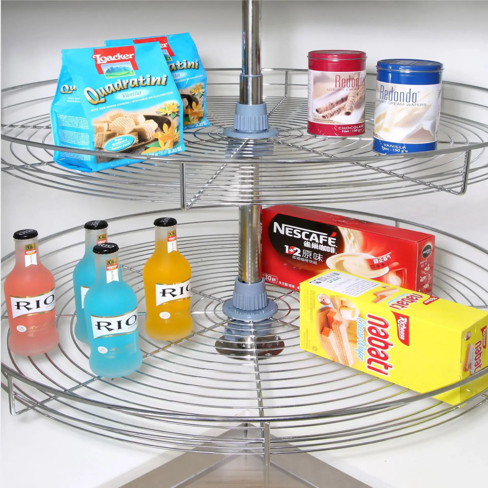 Cabinet corner turntable basket 360 degree turntable basket, floor cabinet corner pull basket, double-layer storage basket