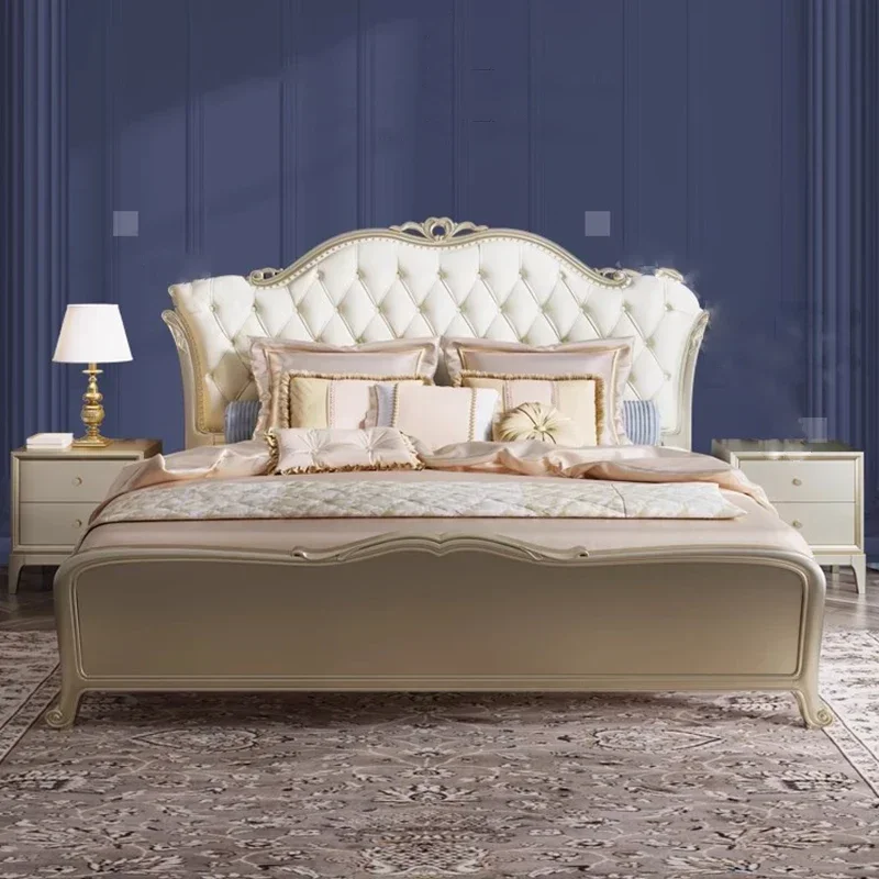 Carved European Double Bed King High End Headboard Twin Double Bed Girl Boys Sleeping Letti Matrimoniali Furniture For Bedroom