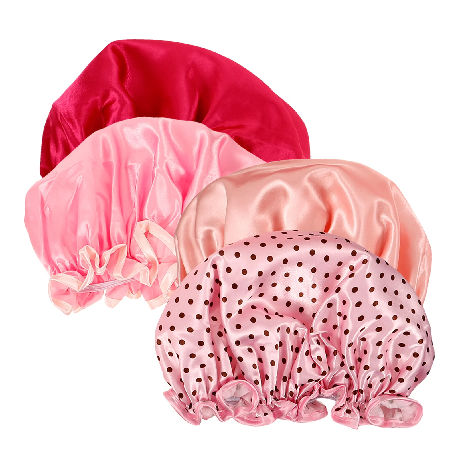 

4 Pcs Waterproof Shower Bathing Caps Elastic Hair Caps Reusable Thickened Foldable Lightweight for Bath Spa Cooking Face Mask