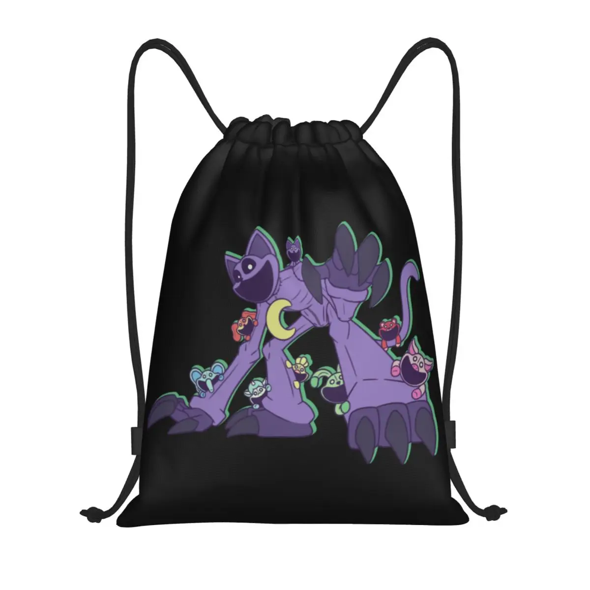 Custom Catnap And The Mini Smiling Big Mouth Critters Drawstring Bag Lightweight Scarry Animated Game Gym Storage Backpack