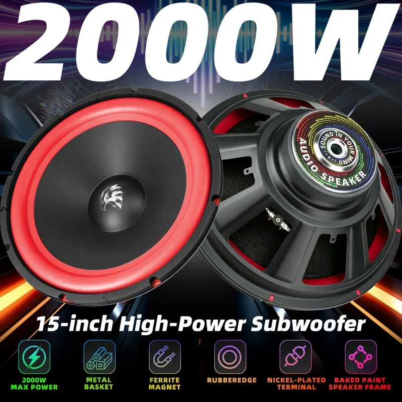 1pcs 15 Inch Car Subwoofer 2000W Stereo Mid Bass Car Speakers High Sensitivity HiFi Home Theater Multimedia Music Car Audio view 4