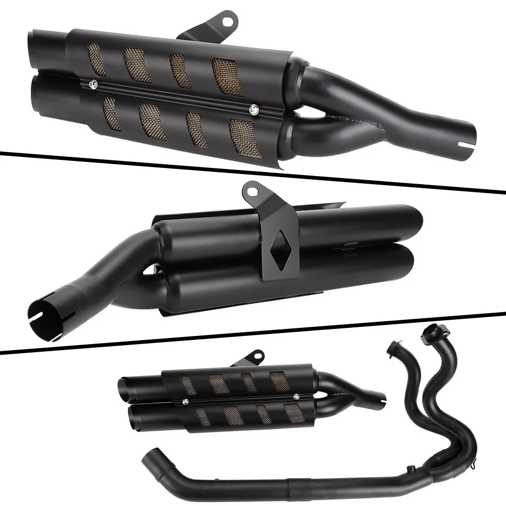 كاتم صوت مزدوج الانزلاق على الدراجة النارية سهل الارتداء نظام أنابيب العادم الكامل مناسب لملحقات Kawasaki Eliminator 500 SE ABS 2024-2025