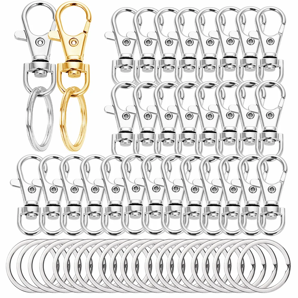 15/25 Sets drehbare Metall-Schlüsselanhänger mit Karabinerverschluss, geeignet für Schlüsselanhänger, Schlüsselbänder, Accessoires, Taschenanhänger, Geschenke