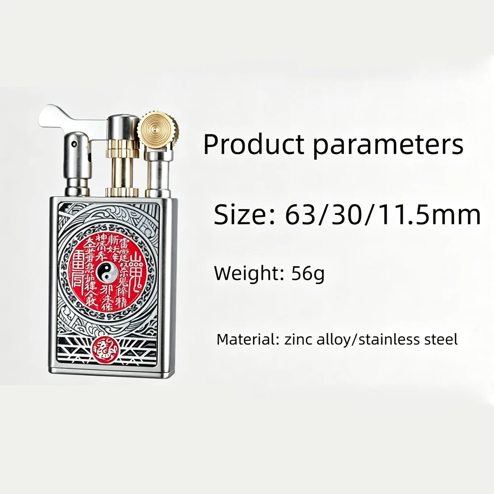 Vintage Metal Trench Lighter Grinding Wheel Wick Kerosenes Gasolines Lighter Antique Portable Cigarette Lighter Men Smoking