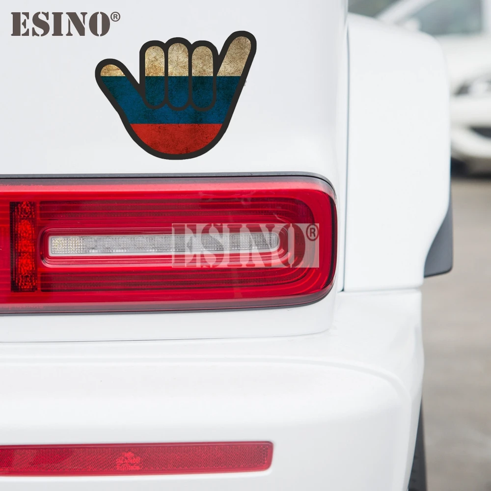 

Car Styling Russian National Flag Shocker Hand Cartoon PVC Waterproof Car Body Sticker Pattern Vinyl