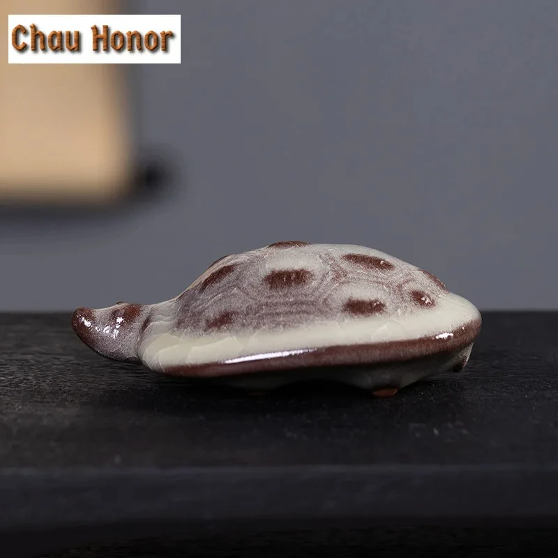 Wealth-attracting Turtle Celadon Small Tea Pet Zen Exquisite Miniatures Tea Figurine Play Toys Tea Statue Ornaments Collection