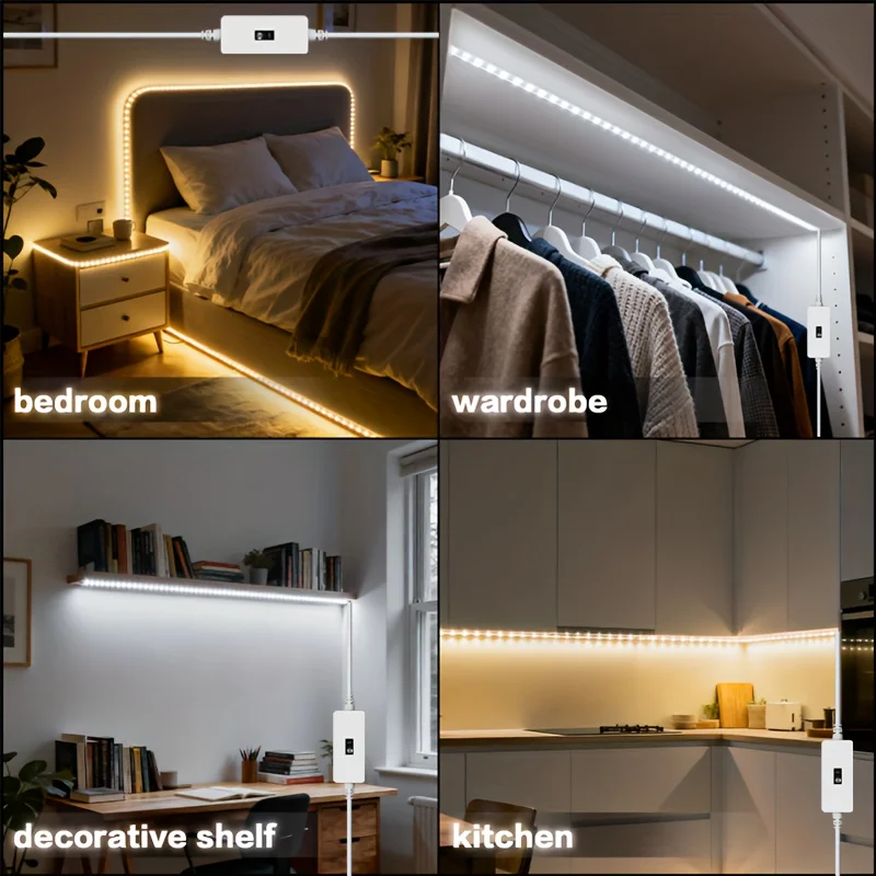 Smart LED Strip Lights USB LED Backlight Hand Scan Switch Sensor Tape Diode Lights for Room Christmas Party Kitchen Decorations