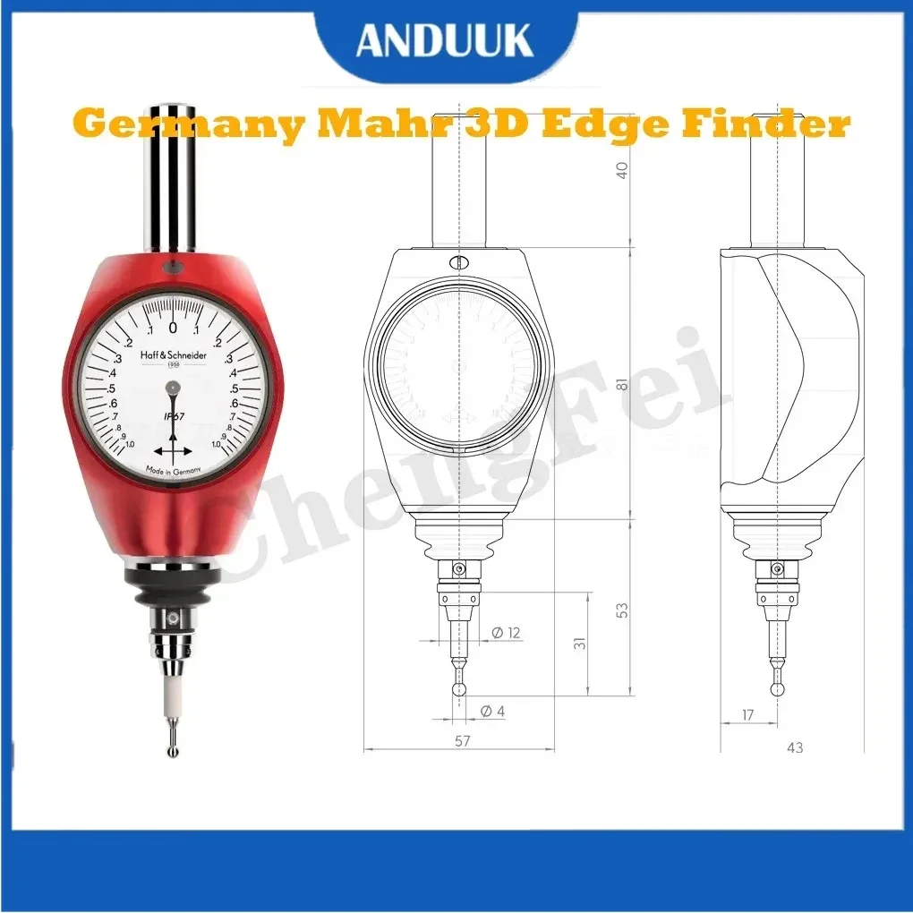 

CNC German HOFFMAN 3D edge finder pointer Mahr 359550 red 3D contact probe three-dimensional centering MarTest 802 NW