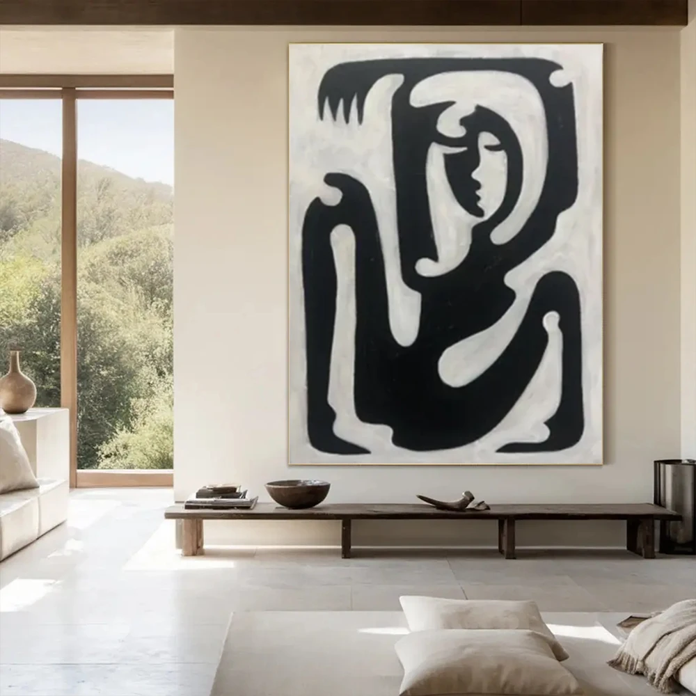 Living Room Decoration Artwork Restaurant Abstract Green Leaf Mural Handmade Oil Painting Simple And Lightweight Canvas Drawing