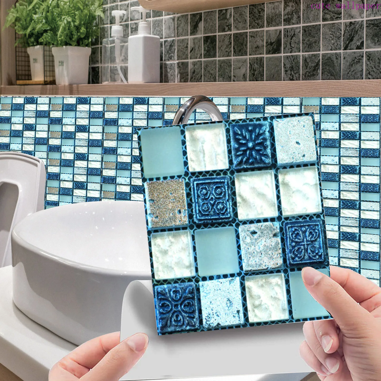 

3D Crystal Tile Stickers Waterproof Self-Adhesive Wall Sticker For Kitchen Bathroom 3D Wallpaper Decoration Stickers