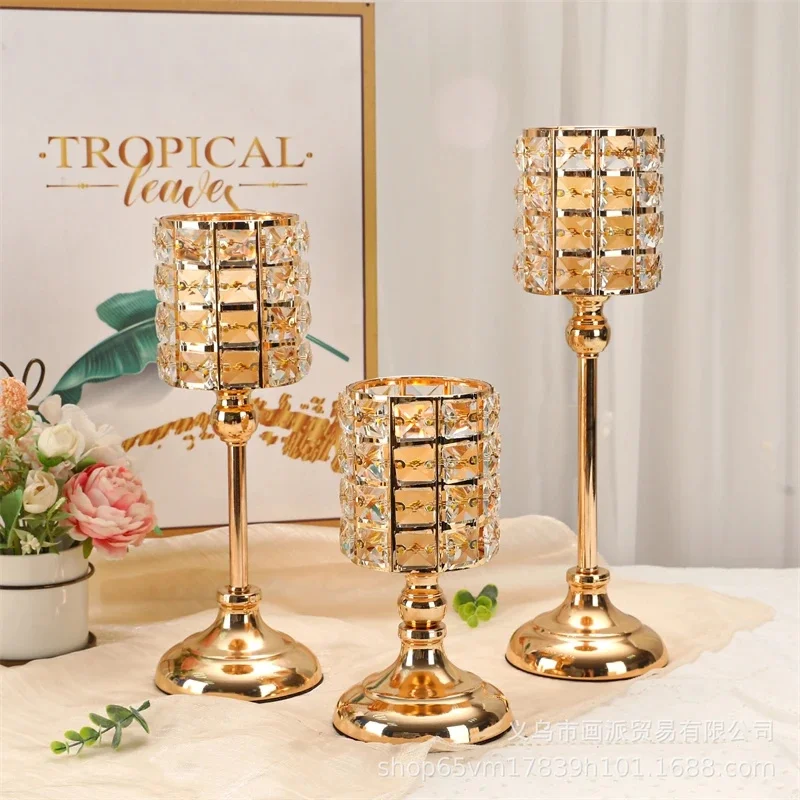 3D Candle Luxury Crystal Candle Holder Eur High Foot Stand Elegant Table Decor Craft Candle Cup Dinner Parties Decor Prop New view 3