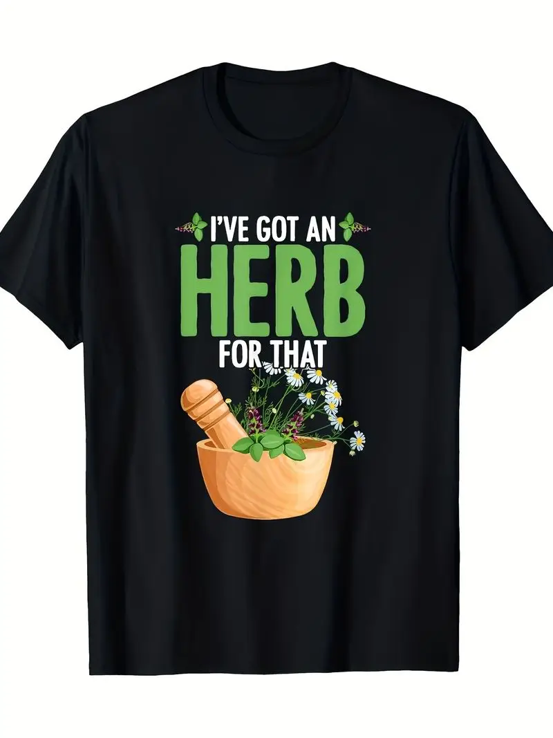 Men's & Women's 100% 220Gsm Heavyweight Herbalist Graphic T-Shirt Retro Herb-Themed Short Sleeve Round Neck Tee Botanical Print