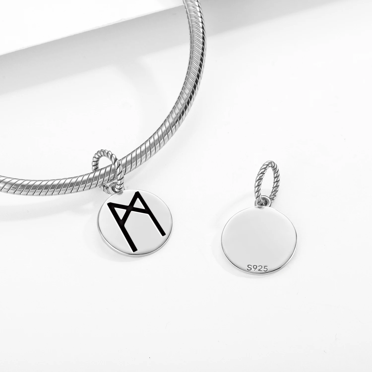 Скандинавские руны Mannaz, стерлинговое серебро 925, подвеска из бисера, подвеска «сделай сам», подходит для оригинального браслета, ювелирного изделия, подарок