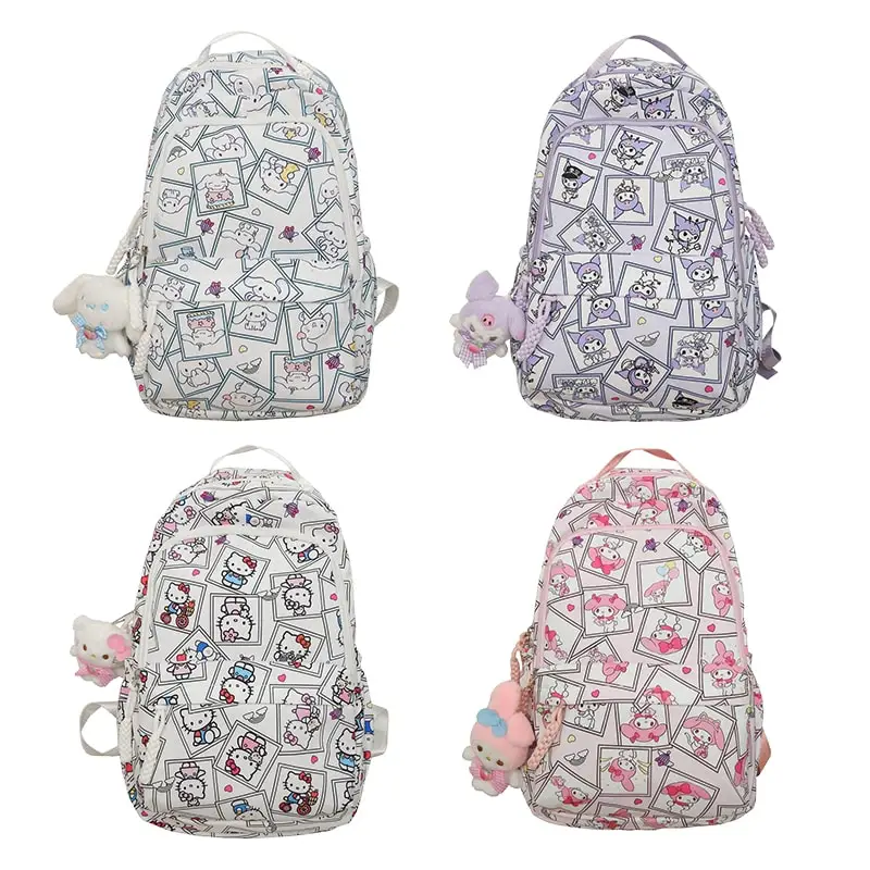 

Sanrioed Anime Hello Kitty Kuromi Melody Cinnamoroll Pochacco Large Capacity Backpack Cute Schoolbag Cartoon Shoulder Bag Gift