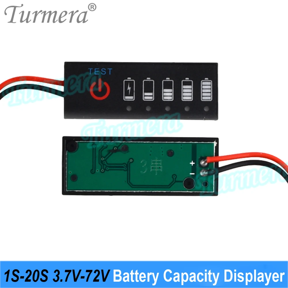 Turmera 1S-20S 3.7V-72V Battery Indicator Displayer with Switch Use in 12V 18V 24V 36V 48V 60V Lithium Battery Lifeo4 Lead-Acid