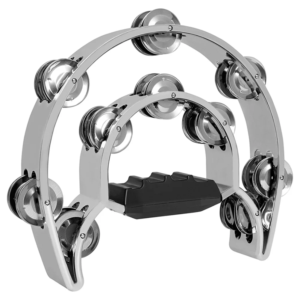 

Adult Tambourine Music Instrument Hand Bell Silver Tambourines for Parties